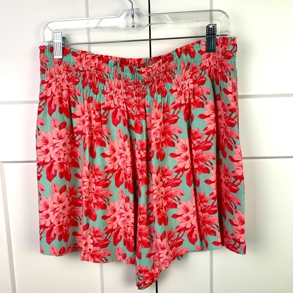 Ann Taylor LOFT MEDIUM Floral Shorts Skirt Pink Green Boho